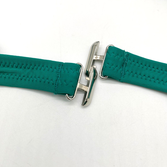 Peddney Womens Bikini Top Size Large Teal Green Scalloped Triangle Padded Beachy - Picture 5 of 7